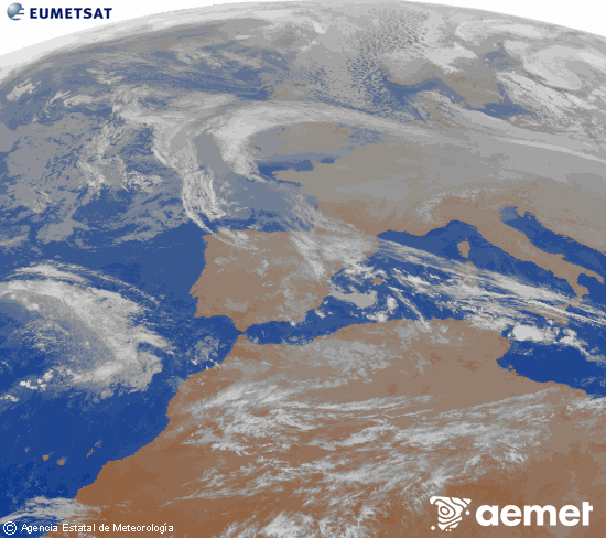 Imaxe da zona de Europa e Norte de �frica da canle infravermella do sat�lite Meteosat operacional en 0�N 0�W, procesada para darlle cor.&nbsp;luns, 29 decembro  2025 19:00