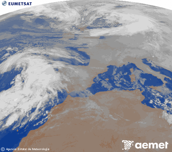 Imagen de la zona de Europa y Norte de �frica del canal infrarrojo del sat�lite Meteosat operacional en 0�N 0�W, procesada para darle color.&nbsp;jeudi, 1 janvier  2026 04:00