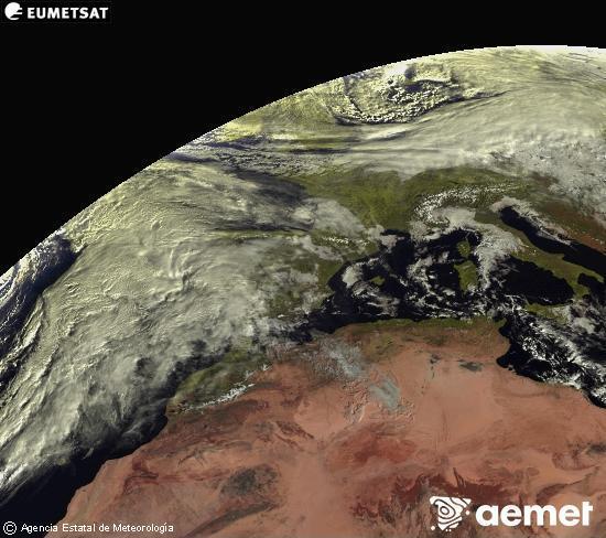 Esta imagen se genera utilizando informaci�n de los canales visibles del sat�lite METEOSAT perteneciente a la segunda generaci�n de sat�lites Meteosat (MSG). Por ese motivo, s�lo hay informaci�n en la zona iluminada por el sol. Adem�s, los canales han sido normalizados para que el brillo no dependa de la posici�n del sol.&nbsp;jeudi, 1 janvier  2026 10:00