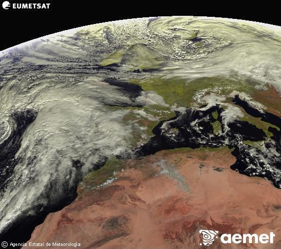 Esta imagen se genera utilizando informaci�n de los canales visibles del sat�lite METEOSAT perteneciente a la segunda generaci�n de sat�lites Meteosat (MSG). Por ese motivo, s�lo hay informaci�n en la zona iluminada por el sol. Adem�s, los canales han sido normalizados para que el brillo no dependa de la posici�n del sol.&nbsp;jeudi, 1 janvier  2026 12:00