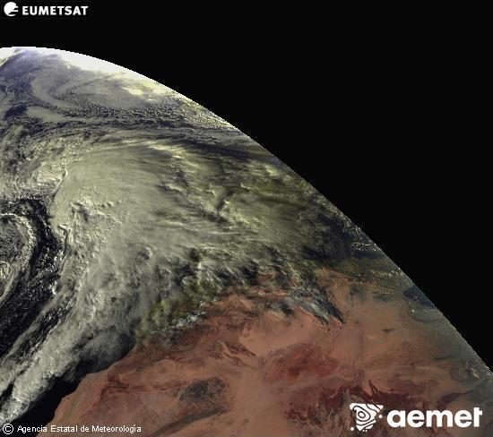 Esta imagen se genera utilizando informaci�n de los canales visibles del sat�lite METEOSAT perteneciente a la segunda generaci�n de sat�lites Meteosat (MSG). Por ese motivo, s�lo hay informaci�n en la zona iluminada por el sol. Adem�s, los canales han sido normalizados para que el brillo no dependa de la posici�n del sol.&nbsp;jeudi, 1 janvier  2026 17:00