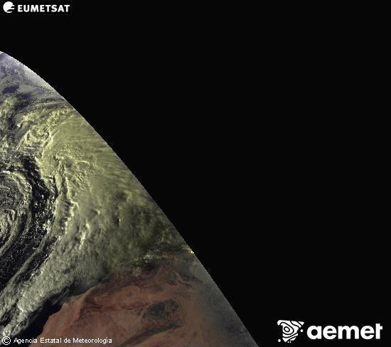 Esta imagen se genera utilizando informaci�n de los canales visibles del sat�lite METEOSAT perteneciente a la segunda generaci�n de sat�lites Meteosat (MSG). Por ese motivo, s�lo hay informaci�n en la zona iluminada por el sol. Adem�s, los canales han sido normalizados para que el brillo no dependa de la posici�n del sol.&nbsp;jeudi, 1 janvier  2026 18:00