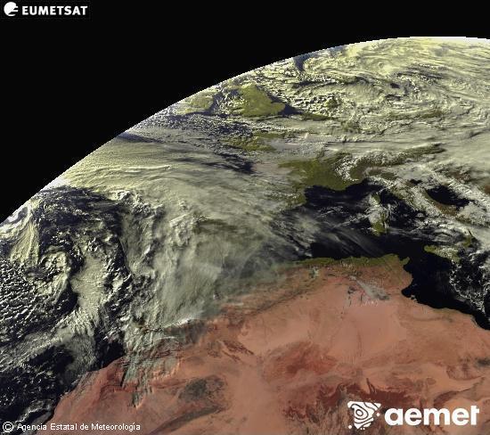 Esta imaxe x�rase utilizando informaci�n das canles visibles do sat�lite METEOSAT pertencente � segunda xeraci�n de sat�lites  Meteosat (MSX). Por ese motivo, s� hai informaci�n na zona iluminada polo sol. Ademais, as canles foron normalizadas para que o brillo non dependa da posici�n do sol.&nbsp;venres, 2 xaneiro  2026 10:00