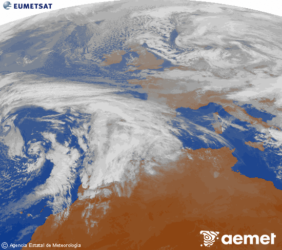Imagen de la zona de Europa y Norte de �frica del canal infrarrojo del sat�lite Meteosat operacional en 0�N 0�W, procesada para darle color.&nbsp;Friday, 2 January  2026 12:00