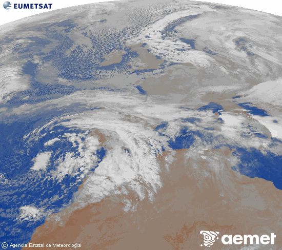 Imagen de la zona de Europa y Norte de �frica del canal infrarrojo del sat�lite Meteosat operacional en 0�N 0�W, procesada para darle color.&nbsp;samedi, 3 janvier  2026 05:00
