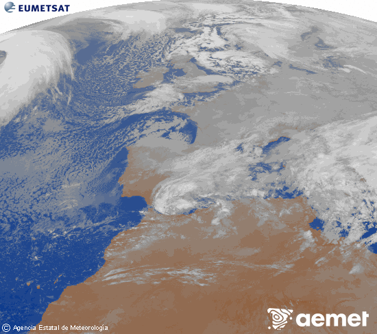 Imaxe da zona de Europa e Norte de �frica da canle infravermella do sat�lite Meteosat operacional en 0�N 0�W, procesada para darlle cor.&nbsp;luns, 5 xaneiro  2026 01:00
