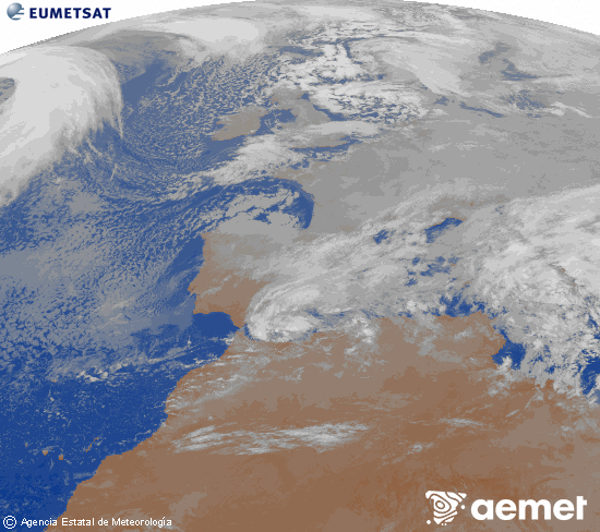 Imaxe da zona de Europa e Norte de �frica da canle infravermella do sat�lite Meteosat operacional en 0�N 0�W, procesada para darlle cor.&nbsp;luns, 5 xaneiro  2026 02:00