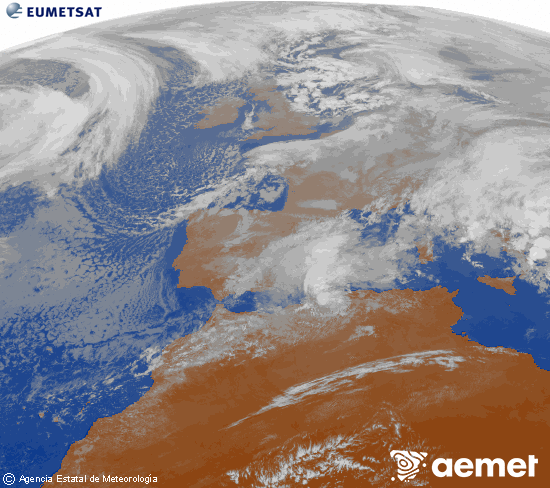 Imagen de la zona de Europa y Norte de �frica del canal infrarrojo del sat�lite Meteosat operacional en 0�N 0�W, procesada para darle color.&nbsp;dilluns, 5 de gener  2026 13:00