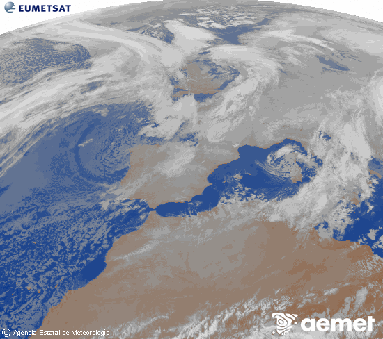 Imagen de la zona de Europa y Norte de �frica del canal infrarrojo del sat�lite Meteosat operacional en 0�N 0�W, procesada para darle color.&nbsp;mi�rcoles, 07 enero 2026 a las 07:00