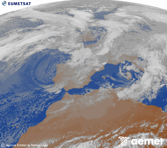 Imagen de la zona de Europa y Norte de �frica del canal infrarrojo del sat�lite Meteosat operacional en 0�N 0�W, procesada para darle color.&nbsp;mi�rcoles, 07 enero 2026 a las 10:00