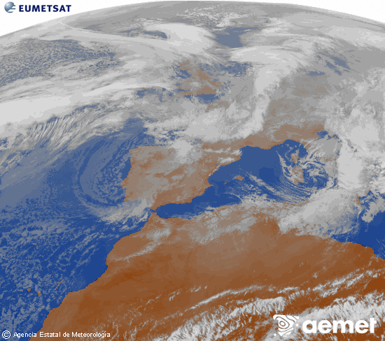 Imagen de la zona de Europa y Norte de �frica del canal infrarrojo del sat�lite Meteosat operacional en 0�N 0�W, procesada para darle color.&nbsp;mi�rcoles, 07 enero 2026 a las 13:00
