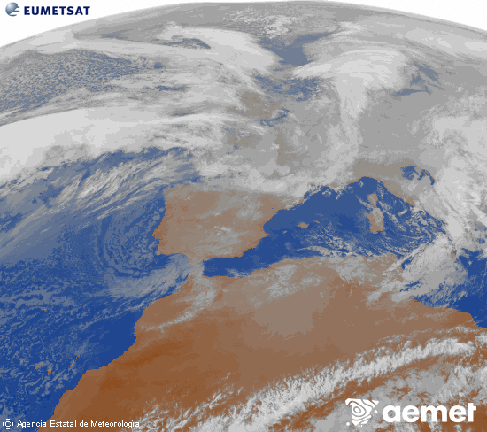 Imaxe da zona de Europa e Norte de �frica da canle infravermella do sat�lite Meteosat operacional en 0�N 0�W, procesada para darlle cor.&nbsp;m�rcores, 7 xaneiro  2026 17:00