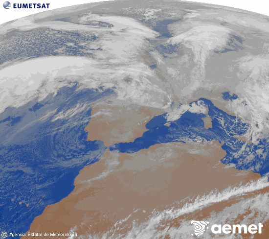 Imaxe da zona de Europa e Norte de �frica da canle infravermella do sat�lite Meteosat operacional en 0�N 0�W, procesada para darlle cor.&nbsp;m�rcores, 7 xaneiro  2026 20:00
