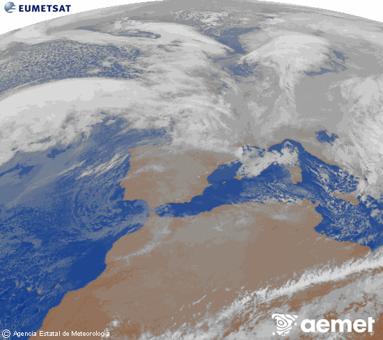Imaxe da zona de Europa e Norte de �frica da canle infravermella do sat�lite Meteosat operacional en 0�N 0�W, procesada para darlle cor.&nbsp;m�rcores, 7 xaneiro  2026 21:00