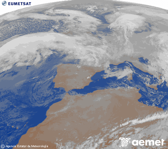 Imaxe da zona de Europa e Norte de �frica da canle infravermella do sat�lite Meteosat operacional en 0�N 0�W, procesada para darlle cor.&nbsp;m�rcores, 7 xaneiro  2026 23:00