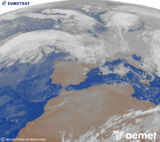 Imaxe da zona de Europa e Norte de �frica da canle infravermella do sat�lite Meteosat operacional en 0�N 0�W, procesada para darlle cor.&nbsp;xoves, 8 xaneiro  2026 00:00