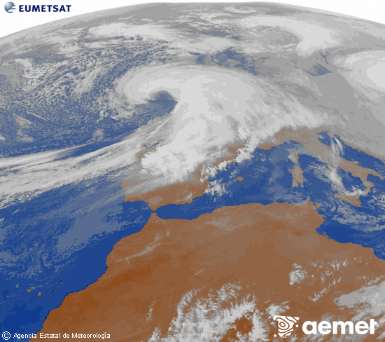 Imagen de la zona de Europa y Norte de �frica del canal infrarrojo del sat�lite Meteosat operacional en 0�N 0�W, procesada para darle color.&nbsp;Thursday, 8 January  2026 16:00