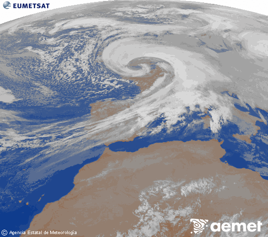 Imaxe da zona de Europa e Norte de �frica da canle infravermella do sat�lite Meteosat operacional en 0�N 0�W, procesada para darlle cor.&nbsp;xoves, 8 xaneiro  2026 23:00