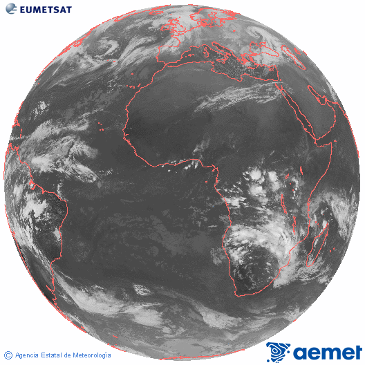 Imagen global del canal infrarrojo (10.8 &mu;m) del sat�lite Meteosat, perteneciente a la serie MSG (Meteosat Segunda Generaci�n) y situado en 0�N 0�E.&nbsp;igandea, 2026ko urtarrilak 11, ordua: 19:00
