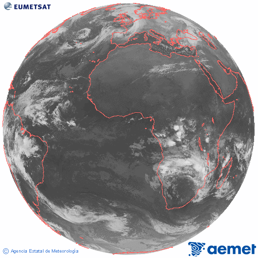 Imagen global del canal infrarrojo (10.8 &mu;m) del sat�lite Meteosat, perteneciente a la serie MSG (Meteosat Segunda Generaci�n) y situado en 0�N 0�E.&nbsp;astelehena, 2026ko urtarrilak 12, ordua: 01:00