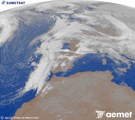 Imatge de la zona d'Europa i Nord d'�frica del canal infraroig del sat�l�lit Meteosat operacional en 0�N 0�W, processada per a donar-li color.&nbsp;dimarts, 13 de gener  2026 07:00