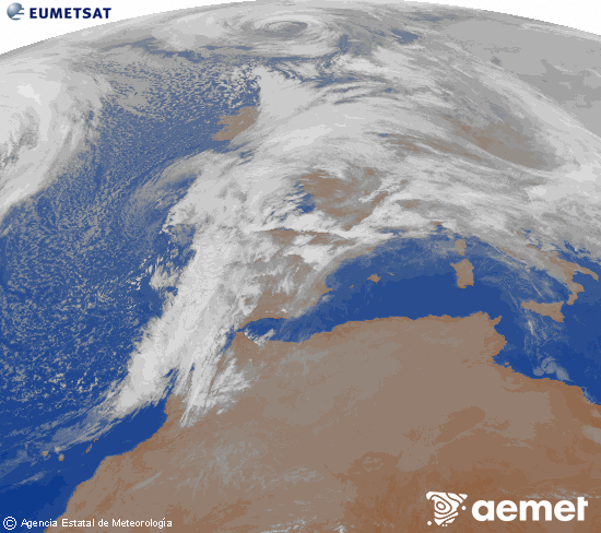 Imagen de la zona de Europa y Norte de �frica del canal infrarrojo del sat�lite Meteosat operacional en 0�N 0�W, procesada para darle color.&nbsp;martes, 13 enero 2026 a las 09:00