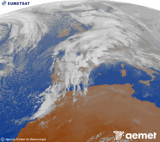 Imagen de la zona de Europa y Norte de �frica del canal infrarrojo del sat�lite Meteosat operacional en 0�N 0�W, procesada para darle color.&nbsp;mardi, 13 janvier  2026 17:00