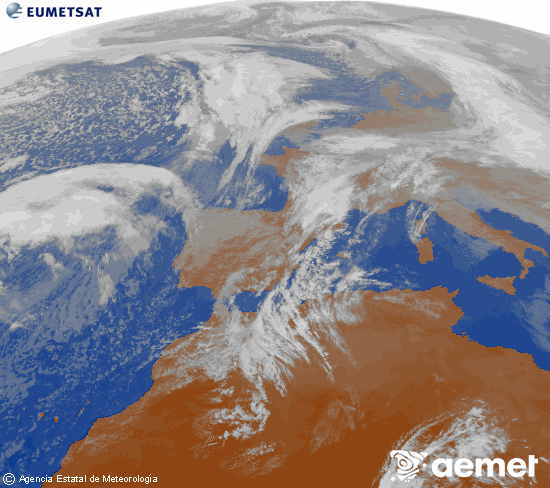 Imagen de la zona de Europa y Norte de �frica del canal infrarrojo del sat�lite Meteosat operacional en 0�N 0�W, procesada para darle color.&nbsp;asteazkena, 2026ko urtarrilak 14, ordua: 15:00
