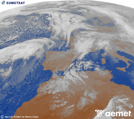 Imagen de la zona de Europa y Norte de �frica del canal infrarrojo del sat�lite Meteosat operacional en 0�N 0�W, procesada para darle color.&nbsp;asteazkena, 2026ko urtarrilak 14, ordua: 18:00