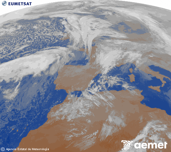 Imagen de la zona de Europa y Norte de �frica del canal infrarrojo del sat�lite Meteosat operacional en 0�N 0�W, procesada para darle color.&nbsp;asteazkena, 2026ko urtarrilak 14, ordua: 19:00