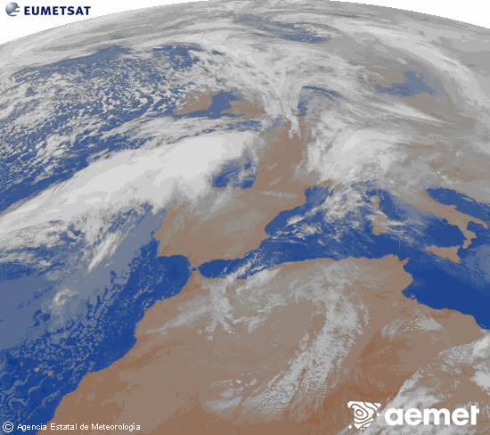 Imagen de la zona de Europa y Norte de �frica del canal infrarrojo del sat�lite Meteosat operacional en 0�N 0�W, procesada para darle color.&nbsp;Thursday, 15 January  2026 01:00