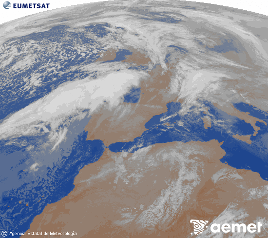 Imagen de la zona de Europa y Norte de �frica del canal infrarrojo del sat�lite Meteosat operacional en 0�N 0�W, procesada para darle color.&nbsp;Thursday, 15 January  2026 02:00