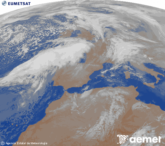 Imagen de la zona de Europa y Norte de �frica del canal infrarrojo del sat�lite Meteosat operacional en 0�N 0�W, procesada para darle color.&nbsp;Thursday, 15 January  2026 03:00