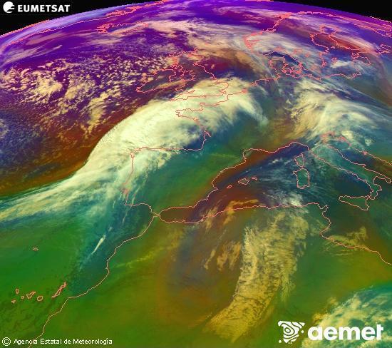 RGB-a Meteosat eragiketa-sateliteko hainbat kanal 0�W-a 0�N-ean, aire-masen eta hodeitzaren ezaugarrien erakusgarri izango dena.&nbsp;osteguna, 2026ko urtarrilak 15, ordua: 08:00