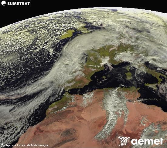Esta imagen se genera utilizando informaci�n de los canales visibles del sat�lite METEOSAT perteneciente a la segunda generaci�n de sat�lites Meteosat (MSG). Por ese motivo, s�lo hay informaci�n en la zona iluminada por el sol. Adem�s, los canales han sido normalizados para que el brillo no dependa de la posici�n del sol.&nbsp;dijous, 15 de gener  2026 12:00