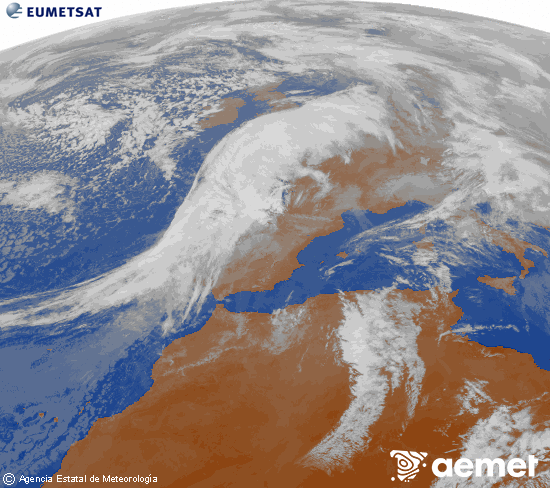 Imagen de la zona de Europa y Norte de �frica del canal infrarrojo del sat�lite Meteosat operacional en 0�N 0�W, procesada para darle color.&nbsp;dijous, 15 de gener  2026 12:00