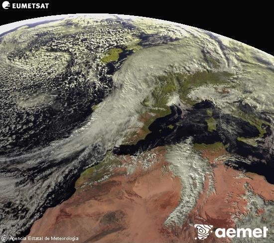 Esta imagen se genera utilizando informaci�n de los canales visibles del sat�lite METEOSAT perteneciente a la segunda generaci�n de sat�lites Meteosat (MSG). Por ese motivo, s�lo hay informaci�n en la zona iluminada por el sol. Adem�s, los canales han sido normalizados para que el brillo no dependa de la posici�n del sol.&nbsp;dijous, 15 de gener  2026 15:00