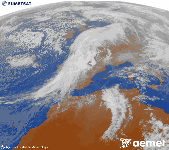 Imagen de la zona de Europa y Norte de �frica del canal infrarrojo del sat�lite Meteosat operacional en 0�N 0�W, procesada para darle color.&nbsp;osteguna, 2026ko urtarrilak 15, ordua: 15:00