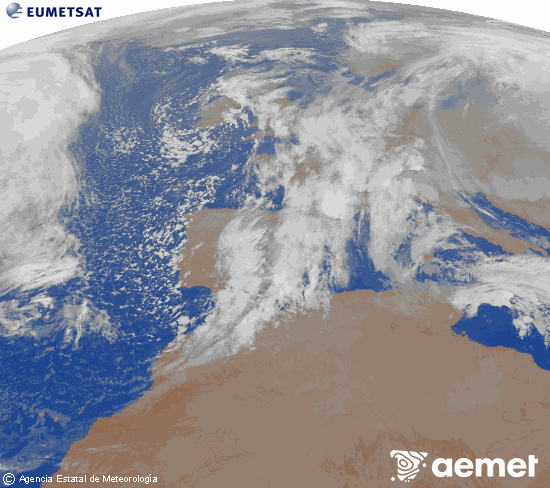 Imagen de la zona de Europa y Norte de �frica del canal infrarrojo del sat�lite Meteosat operacional en 0�N 0�W, procesada para darle color.&nbsp;samedi, 17 janvier  2026 00:00