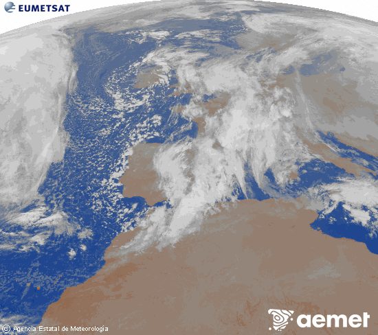 Imagen de la zona de Europa y Norte de �frica del canal infrarrojo del sat�lite Meteosat operacional en 0�N 0�W, procesada para darle color.&nbsp;Saturday, 17 January  2026 03:00