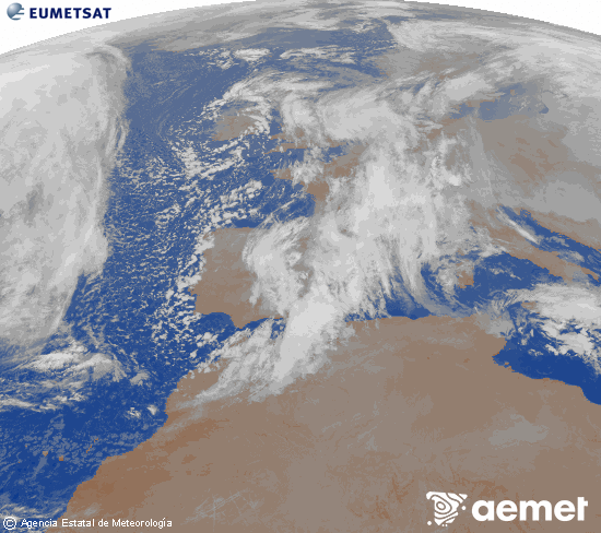 Imagen de la zona de Europa y Norte de �frica del canal infrarrojo del sat�lite Meteosat operacional en 0�N 0�W, procesada para darle color.&nbsp;Saturday, 17 January  2026 04:00