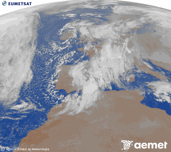 Imagen de la zona de Europa y Norte de �frica del canal infrarrojo del sat�lite Meteosat operacional en 0�N 0�W, procesada para darle color.&nbsp;larunbata, 2026ko urtarrilak 17, ordua: 05:00