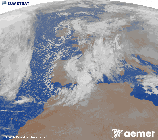 Imagen de la zona de Europa y Norte de �frica del canal infrarrojo del sat�lite Meteosat operacional en 0�N 0�W, procesada para darle color.&nbsp;larunbata, 2026ko urtarrilak 17, ordua: 06:00