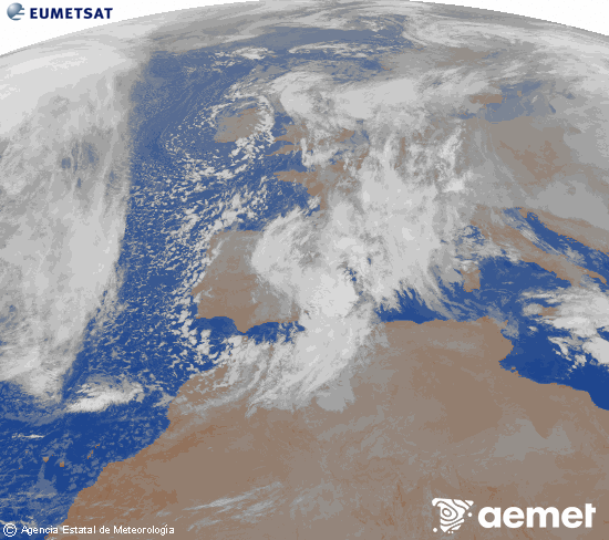 Imagen de la zona de Europa y Norte de �frica del canal infrarrojo del sat�lite Meteosat operacional en 0�N 0�W, procesada para darle color.&nbsp;larunbata, 2026ko urtarrilak 17, ordua: 07:00
