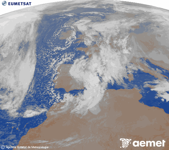 Imagen de la zona de Europa y Norte de �frica del canal infrarrojo del sat�lite Meteosat operacional en 0�N 0�W, procesada para darle color.&nbsp;larunbata, 2026ko urtarrilak 17, ordua: 08:00