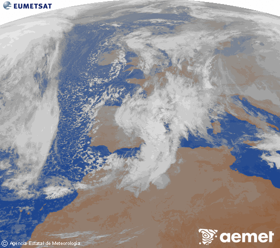 Imagen de la zona de Europa y Norte de �frica del canal infrarrojo del sat�lite Meteosat operacional en 0�N 0�W, procesada para darle color.&nbsp;larunbata, 2026ko urtarrilak 17, ordua: 09:00