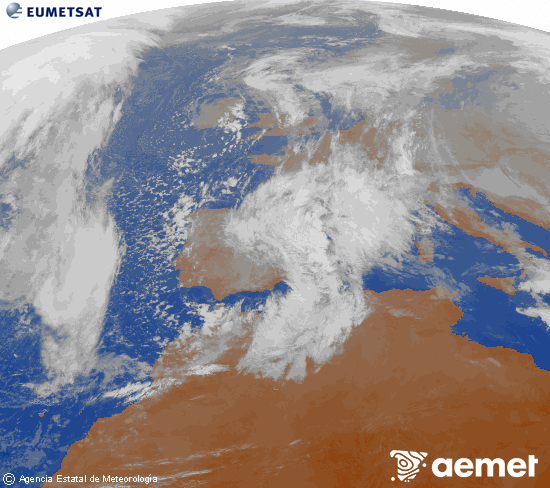 Imagen de la zona de Europa y Norte de �frica del canal infrarrojo del sat�lite Meteosat operacional en 0�N 0�W, procesada para darle color.&nbsp;larunbata, 2026ko urtarrilak 17, ordua: 11:00