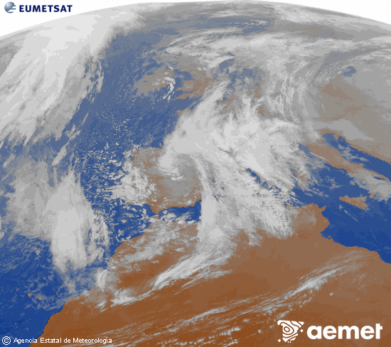Imagen de la zona de Europa y Norte de �frica del canal infrarrojo del sat�lite Meteosat operacional en 0�N 0�W, procesada para darle color.&nbsp;Saturday, 17 January  2026 17:00