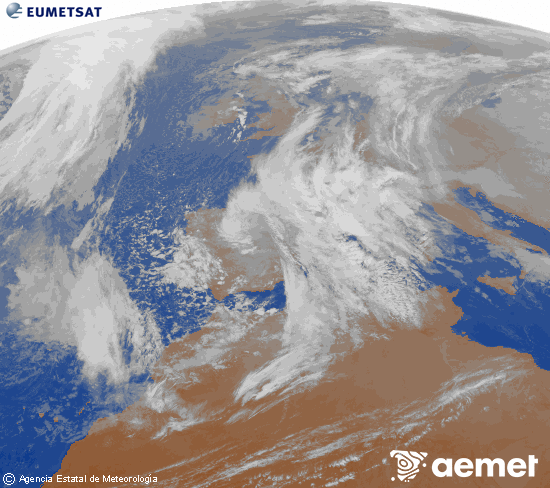 Imagen de la zona de Europa y Norte de �frica del canal infrarrojo del sat�lite Meteosat operacional en 0�N 0�W, procesada para darle color.&nbsp;dissabte, 17 de gener  2026 18:00