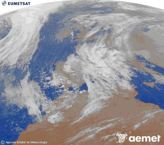 Imagen de la zona de Europa y Norte de �frica del canal infrarrojo del sat�lite Meteosat operacional en 0�N 0�W, procesada para darle color.&nbsp;Saturday, 17 January  2026 20:00